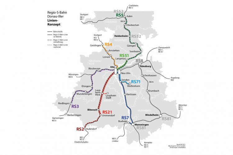 Liniennetz der Regio-S-Bahn Donau-Iller