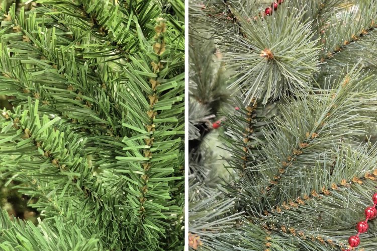 Unterschiede im Detail: Billigmodell und hochwertiger Kunstbaum. Fotos: Thomas Dombeck