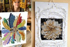 Renate Dreiheller zeigt in ihrer Traumwerkstatt24 ihre Bilder „Blüten“ und "Dahlie". Fotos: Stefan Loeffler 